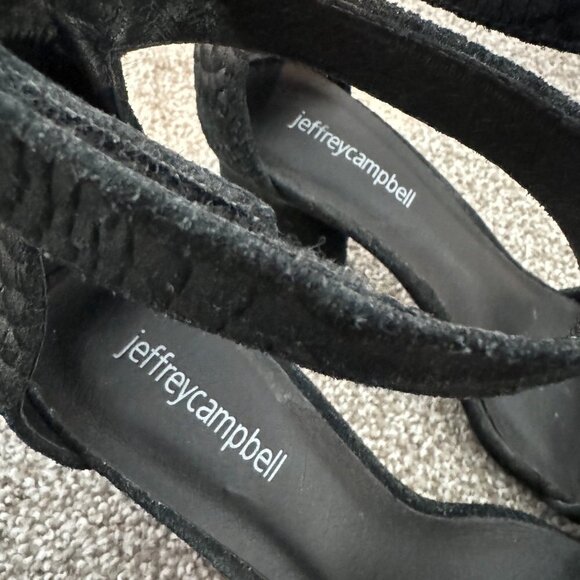 Jeffrey Campbell Laura Block Heel Ankle Strap Open Toe Heels Sandals Black 6.5 - Picture 6 of 9